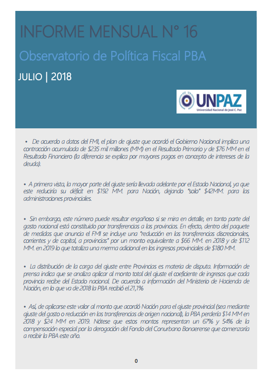 Informe Mensual Nº 16