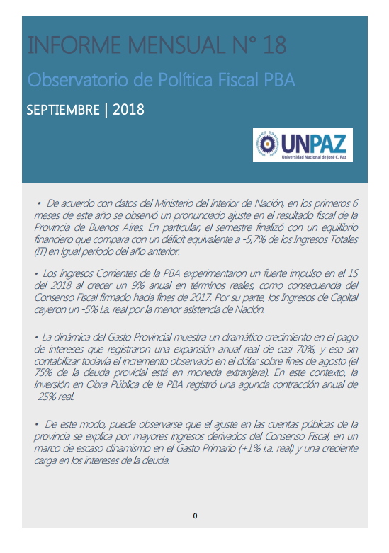 Informe Mensual Nº 18