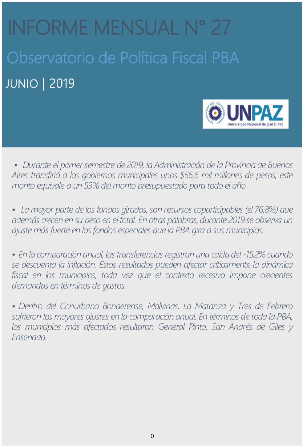 Informe Mensual Nº 27