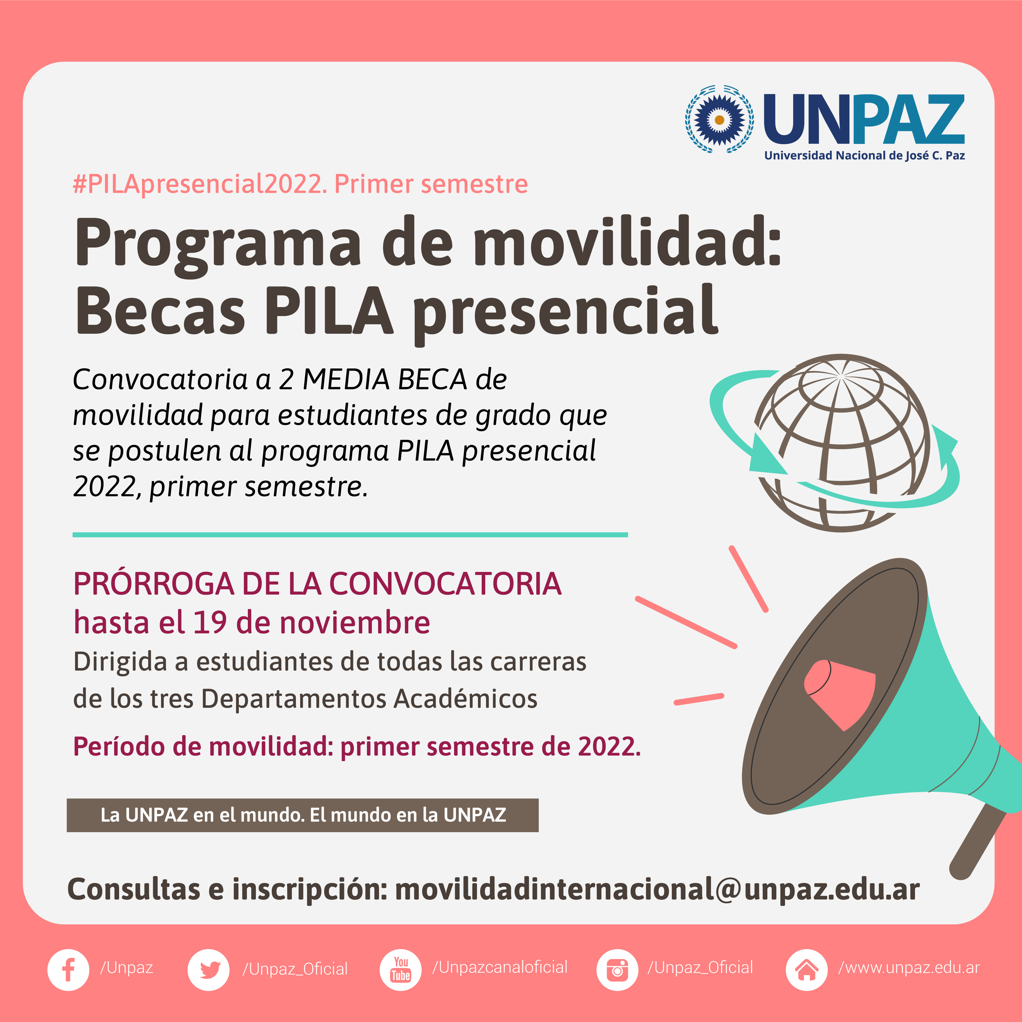 Becas Movilidad Internacional PILA Presencial 2022 UNPAZ