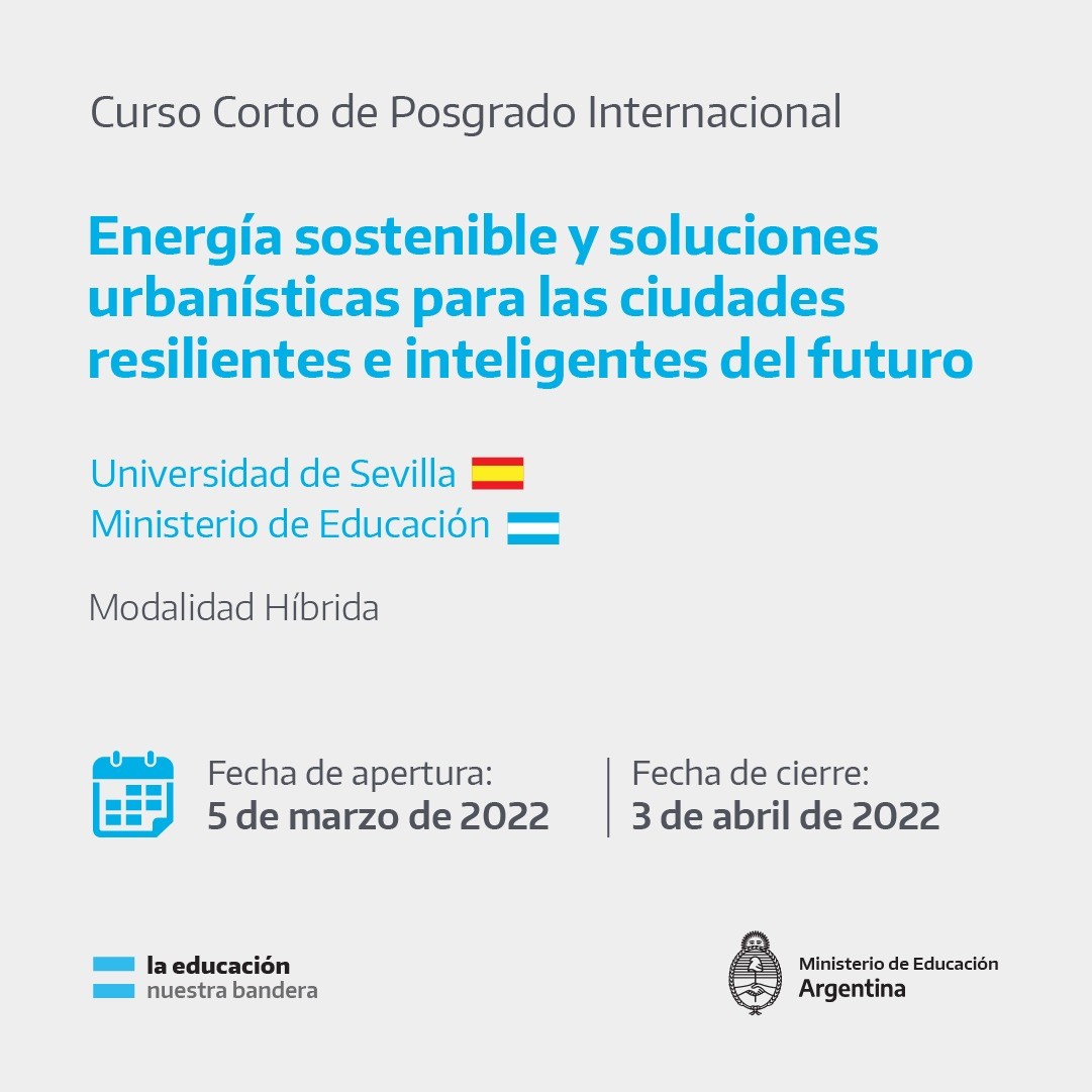 Curso corto de Posgrado Energía sostenible y soluciones urbanísticas para las ciudades resilientes e inteligentes del futuro UNPAZ