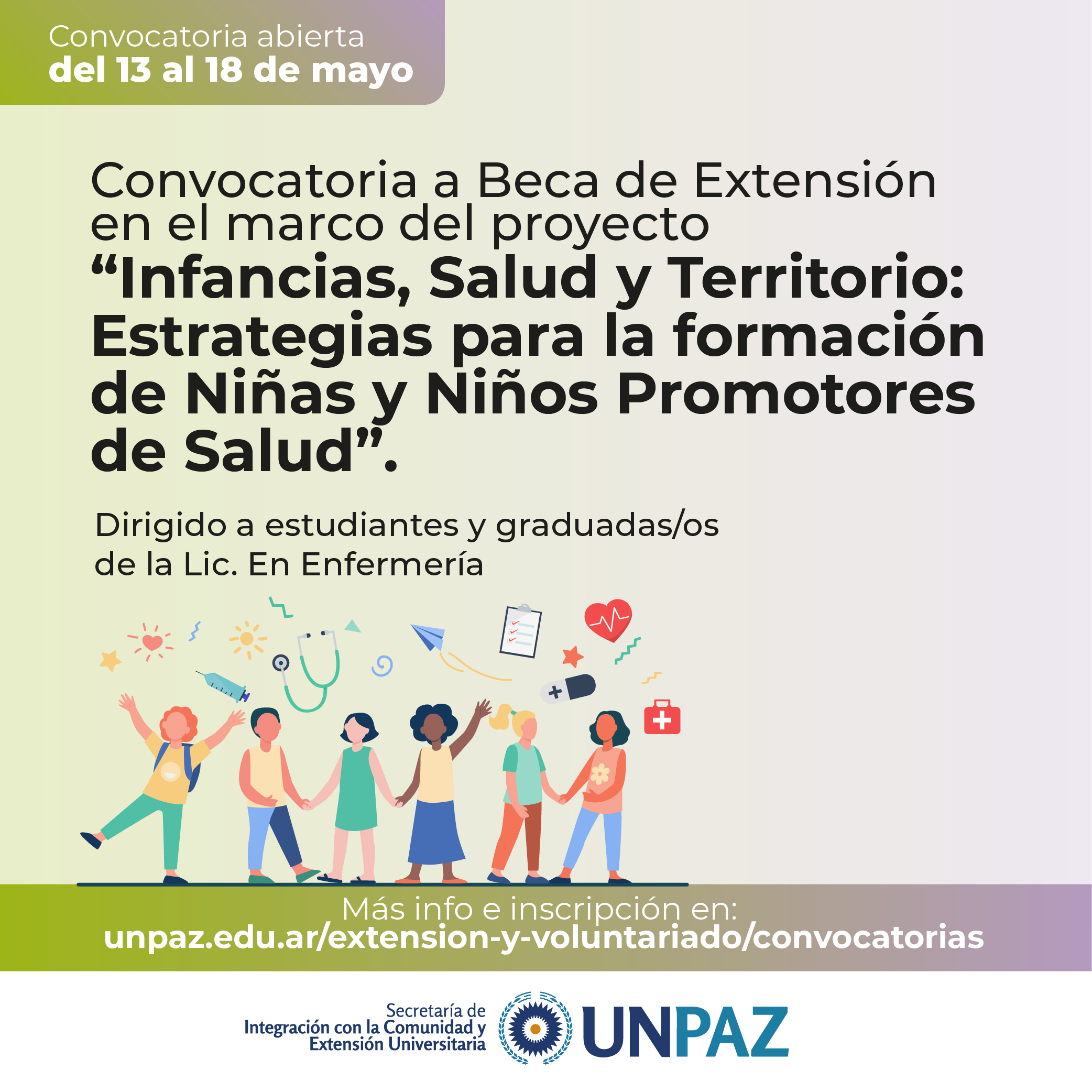 ACTA DE ADMISIBILIDAD.  BECA DE EXTENSIÓN "INFANCIAS, SALUD Y TERRITORIO: ESTRATEGIAS PARA LA FORMACIÓN DE NIÑAS Y NIÑOS PROMOTORES DE SALUD"