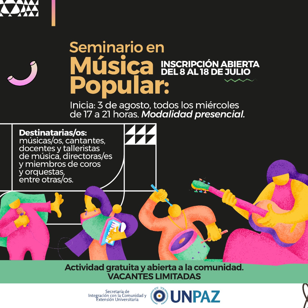 Se abre la inscripción al Seminario en Música Popular - UNPAZ