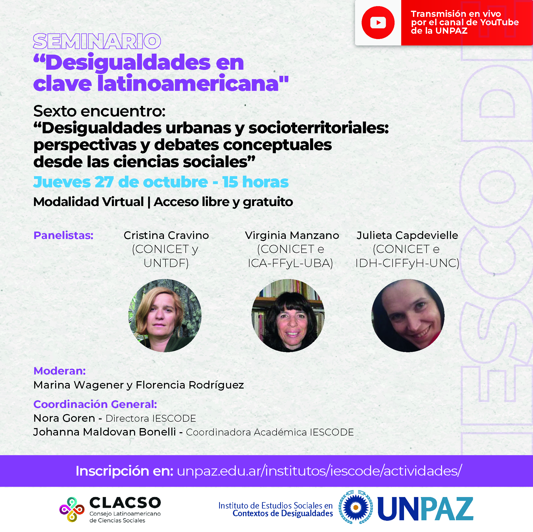 Sexto encuentro del seminario “Desigualdades en clave latinoamericana”