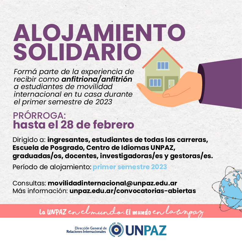 ALOJAMIENTO SOLIDARIO PARA ESTUDIANTES INTERNACIONALES - UNPAZ