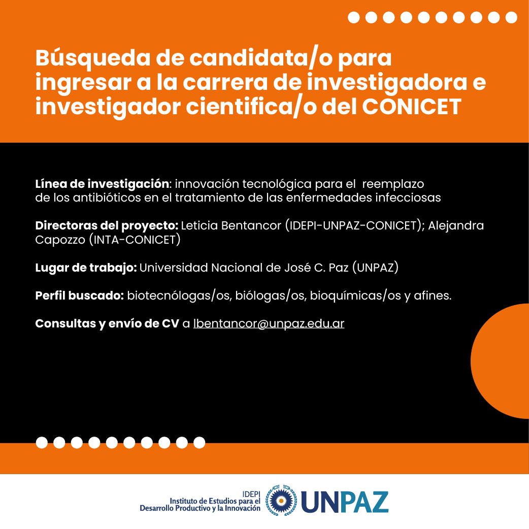 BÚSQUEDA DE BECARIOS/AS PARA INGRESAR A LA CARRERA DE INVESTIGADOR/A (CONICET)