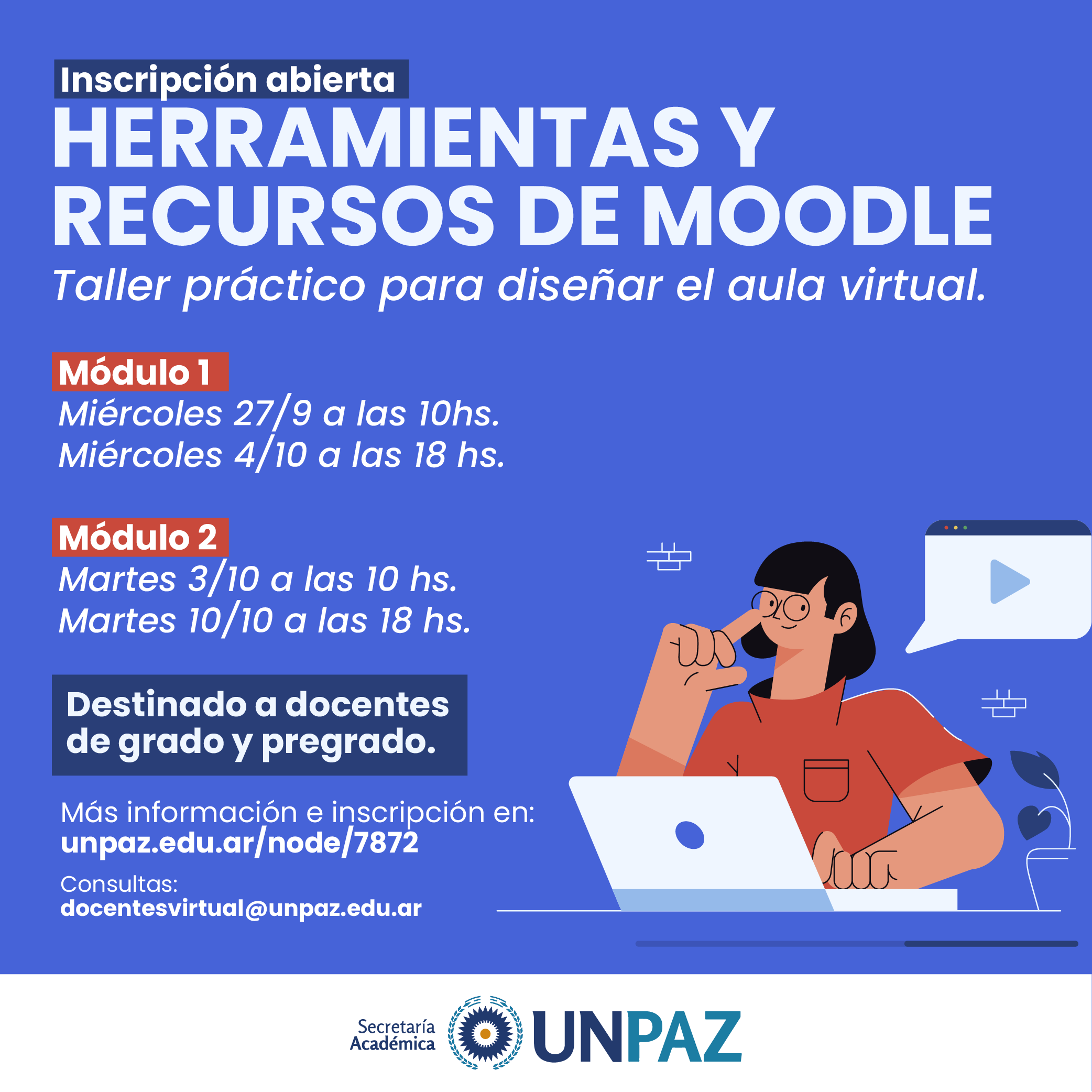 HERRAMIENTAS Y RECURSOS DE MOODLE: TALLER PRÁCTICO PARA DISEÑAR EL AULA VIRTUAL