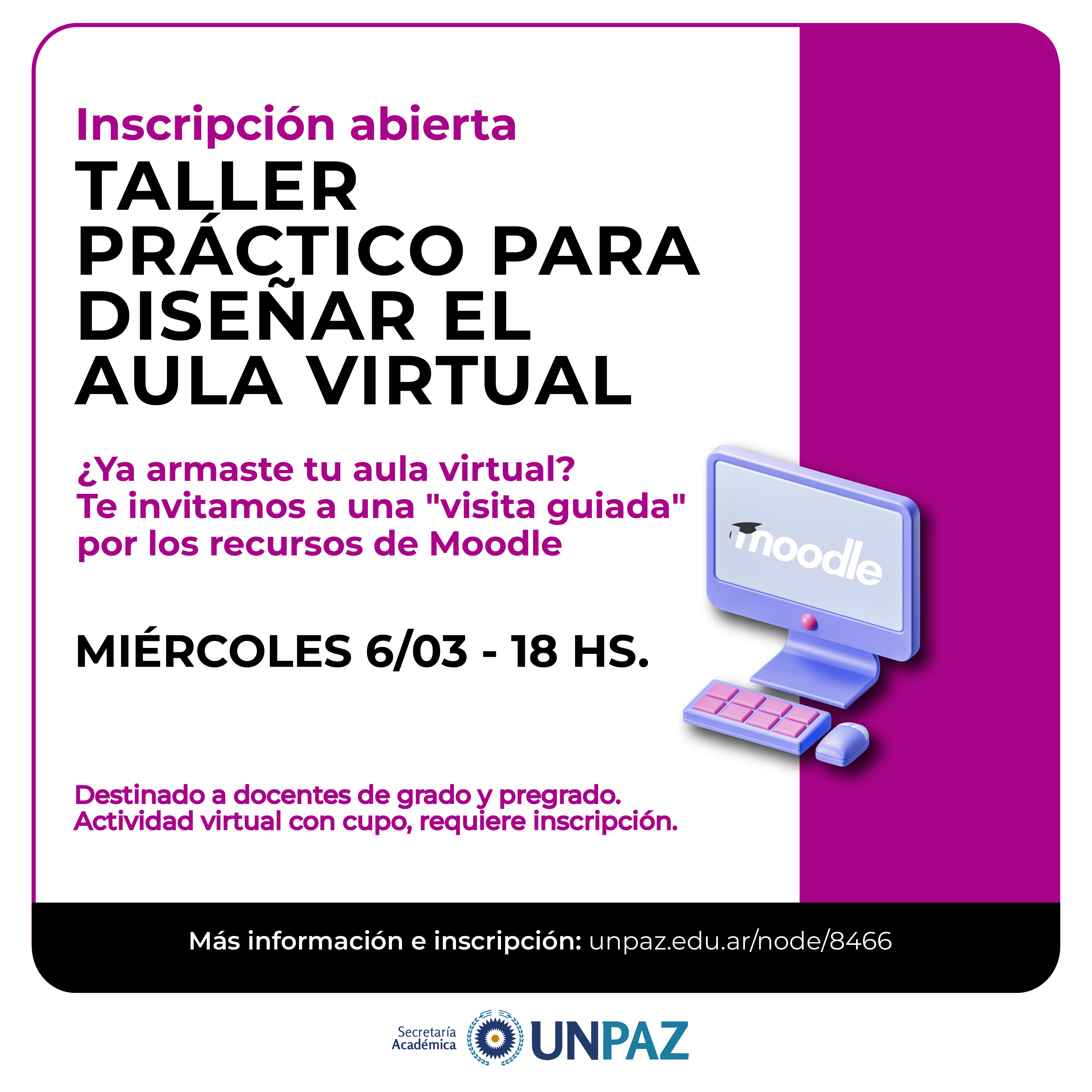 Taller práctico para diseñar el aula virtual