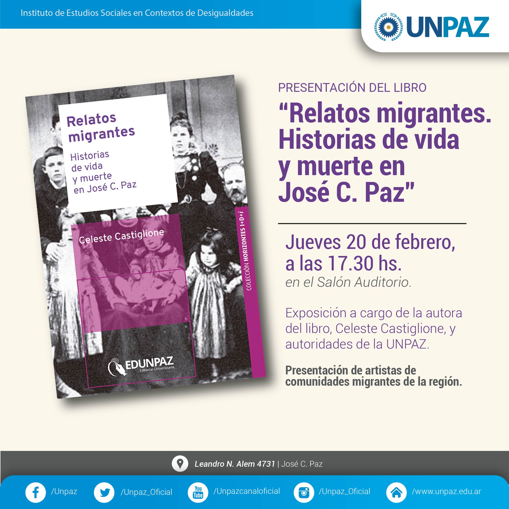 Presentación del libro "Relatos migrantes. Historias de vida y muerte en José C. Paz"