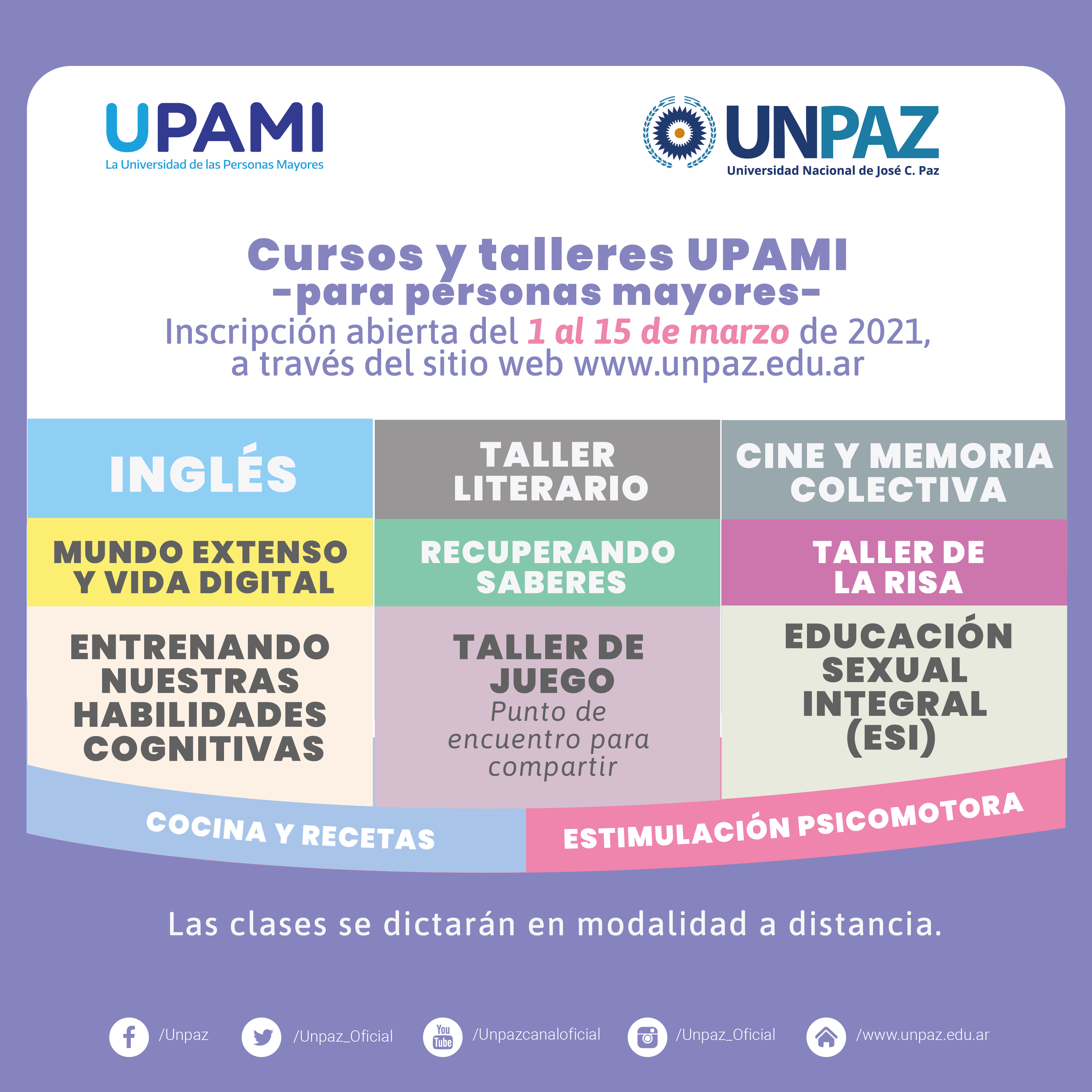 Cursos y talleres UPAMI