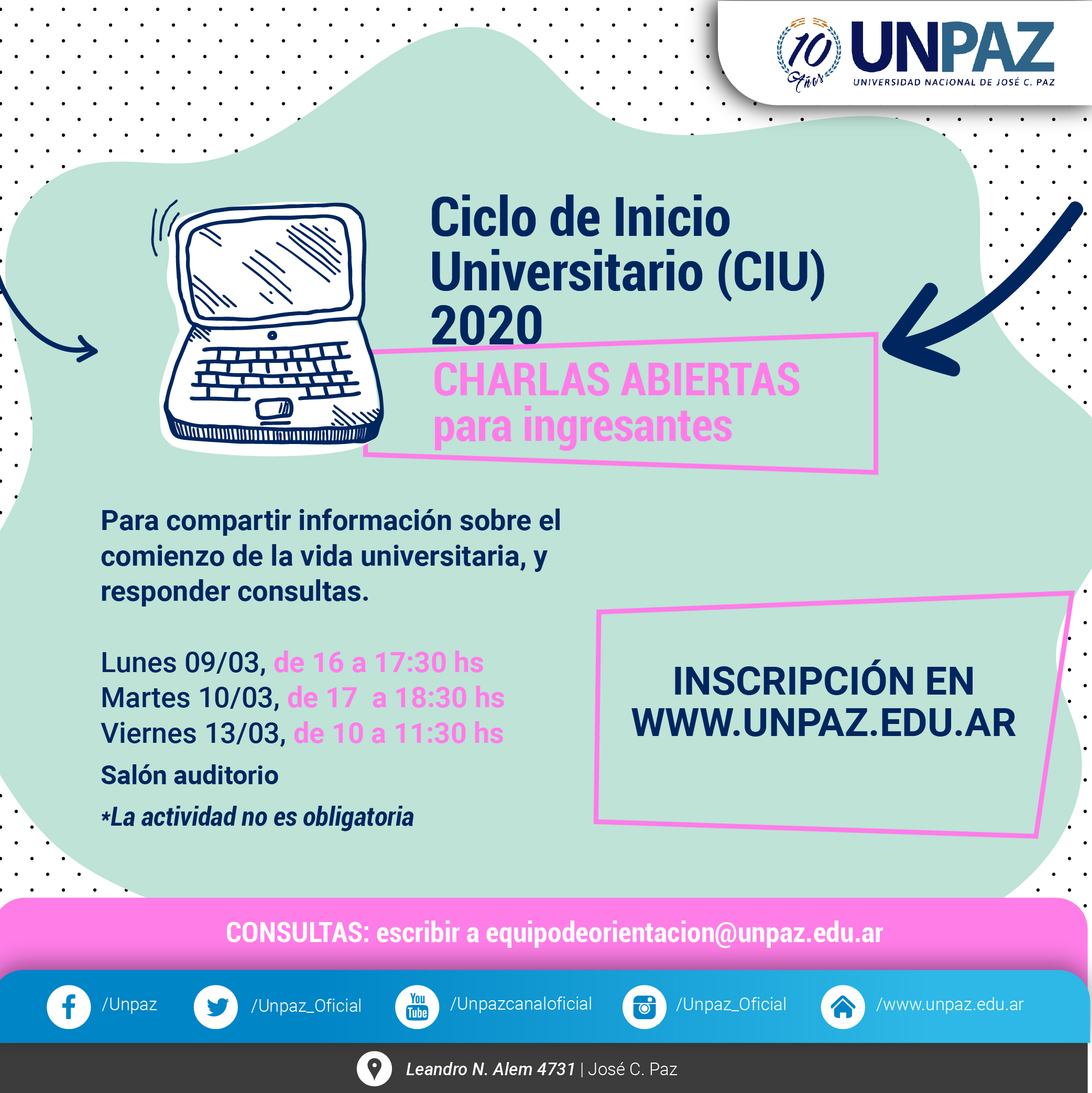 Charlas abiertas para ingresantes CIU 2020