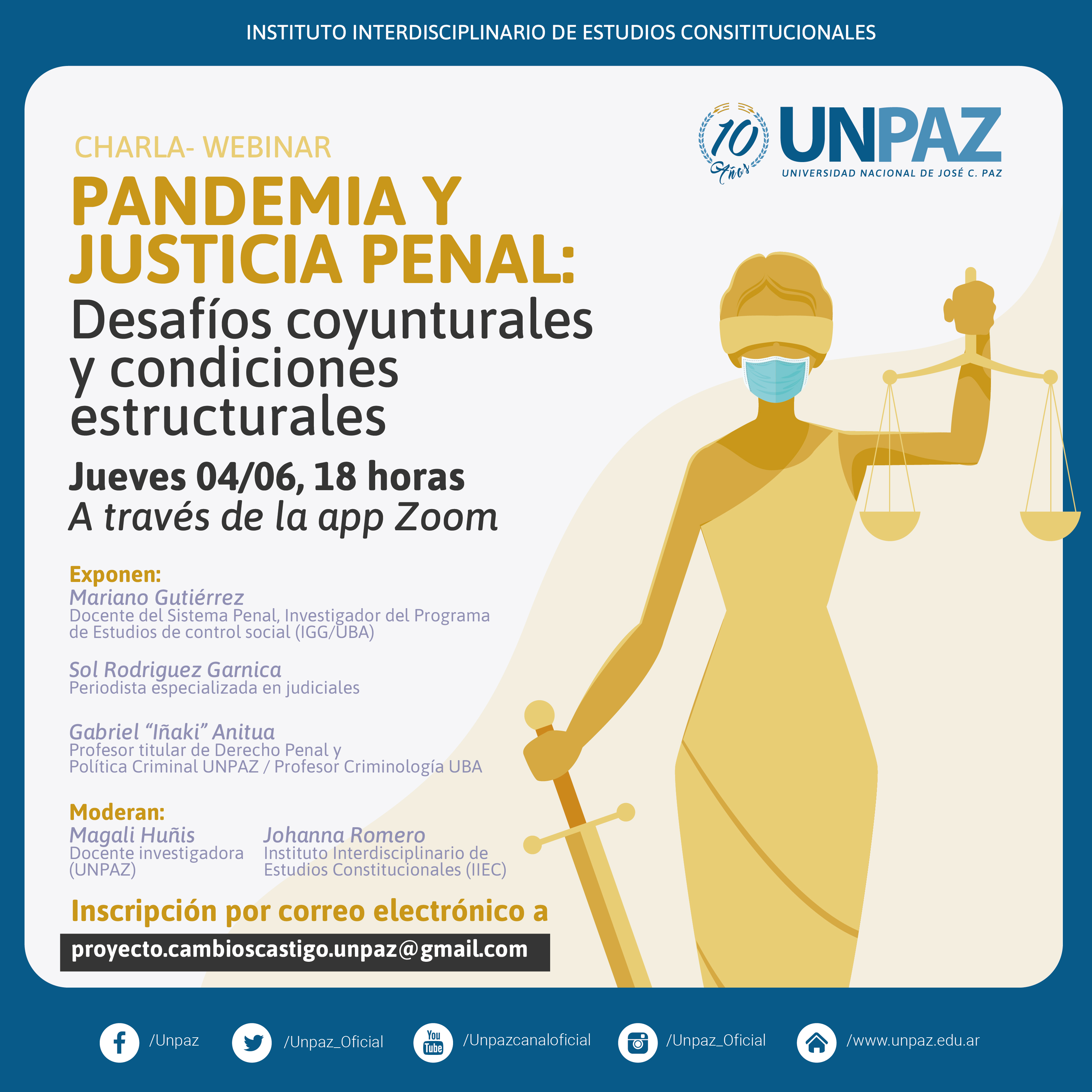 CHARLA- WEBINAR. PANDEMIA Y JUSTICIA PENAL: DESAFÍOS COYUNTURALES Y CONDICIONES ESTRUCTURALES
