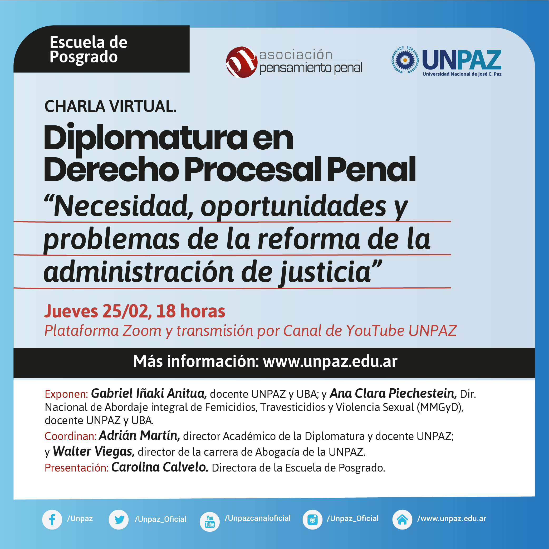 Charla Diplomatura en Derecho Procesal Penal