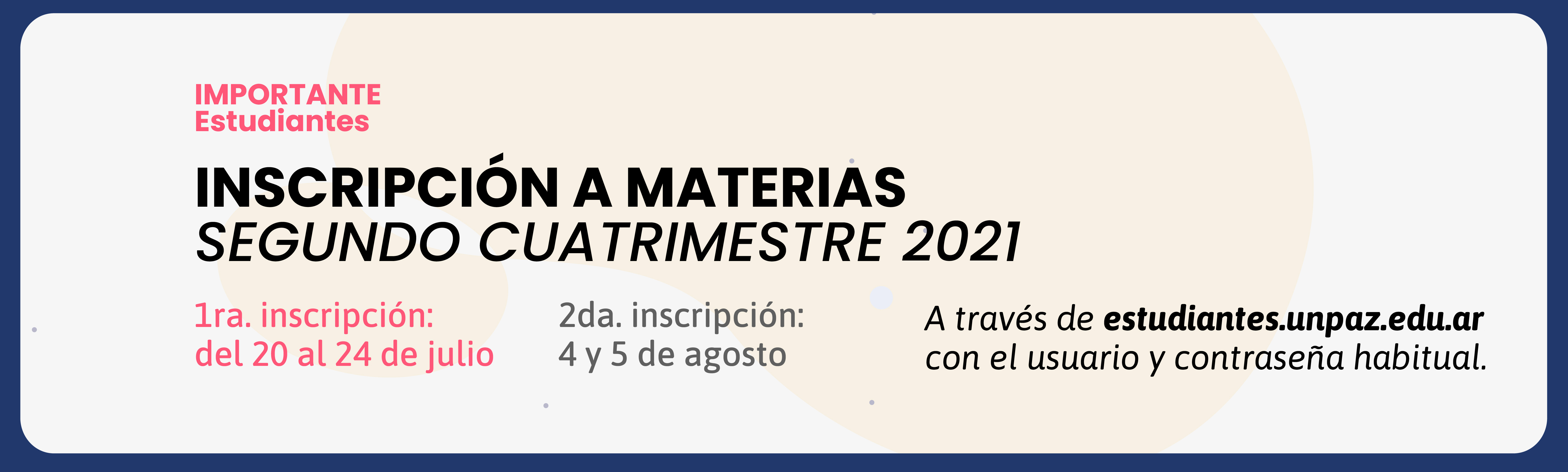 Inscripciones a materias del segundo cuatrimestre 2021