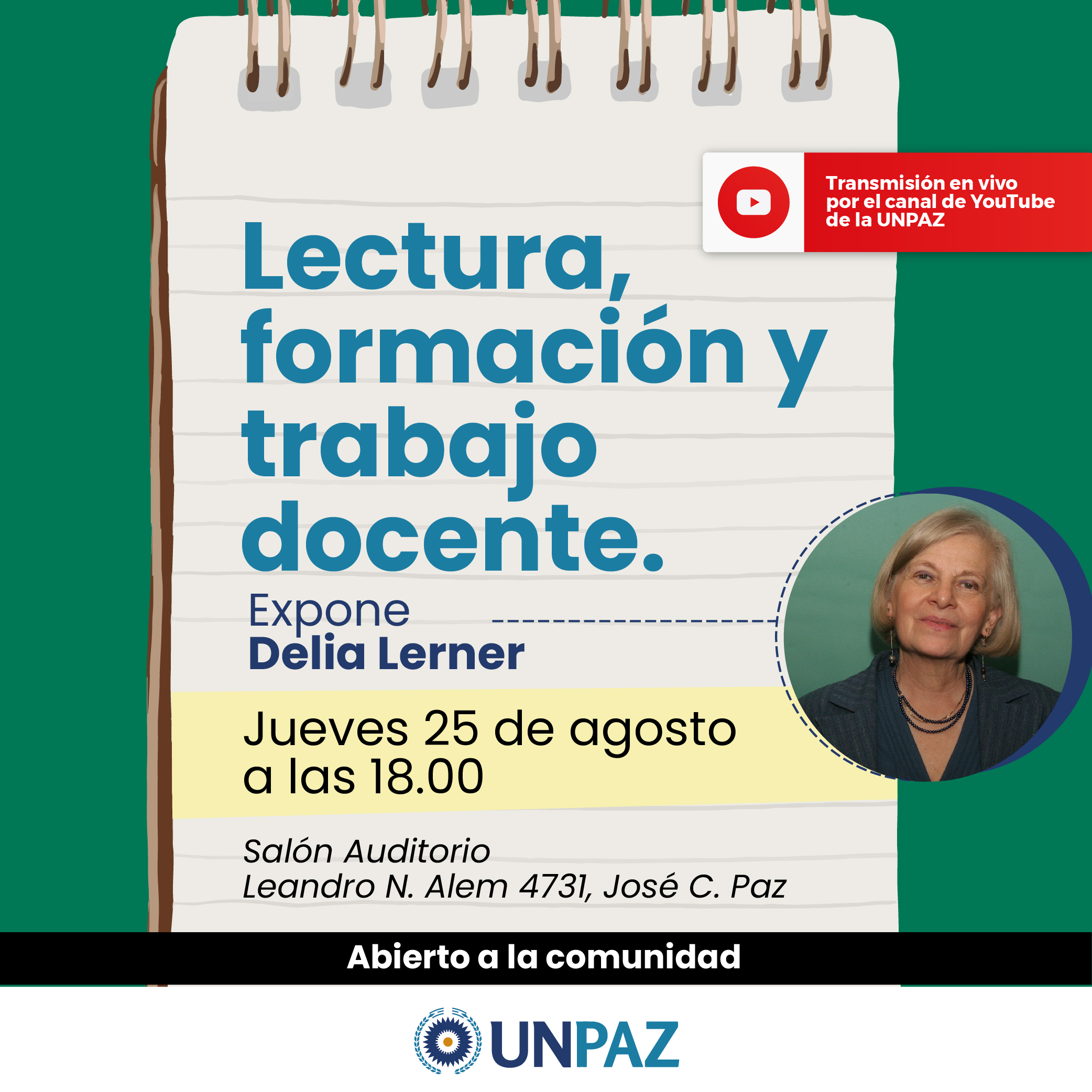 Se realizará una exposición sobre lectura y escritura en la formación docente