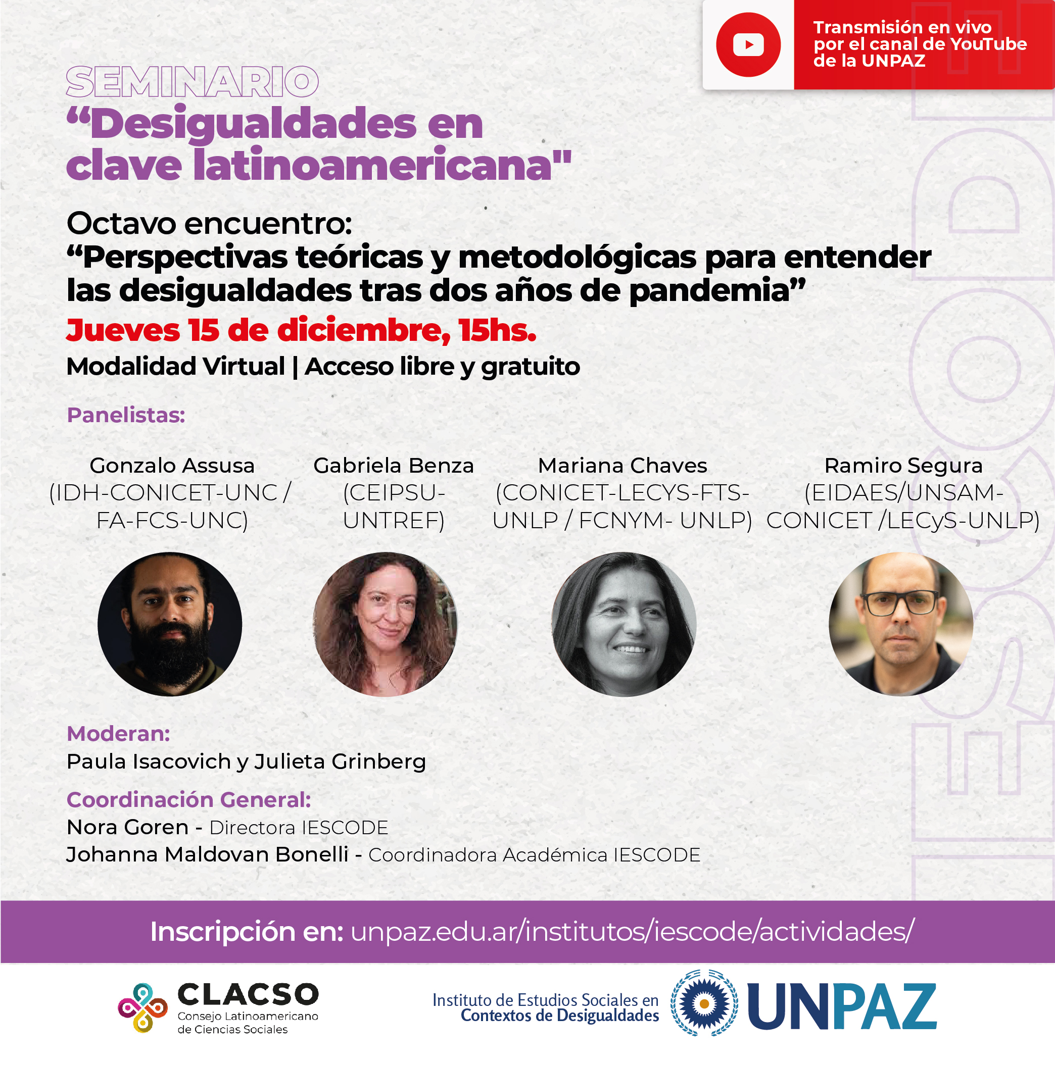 Octavo encuentro del seminario "Desigualdades en clave latinoamericana"