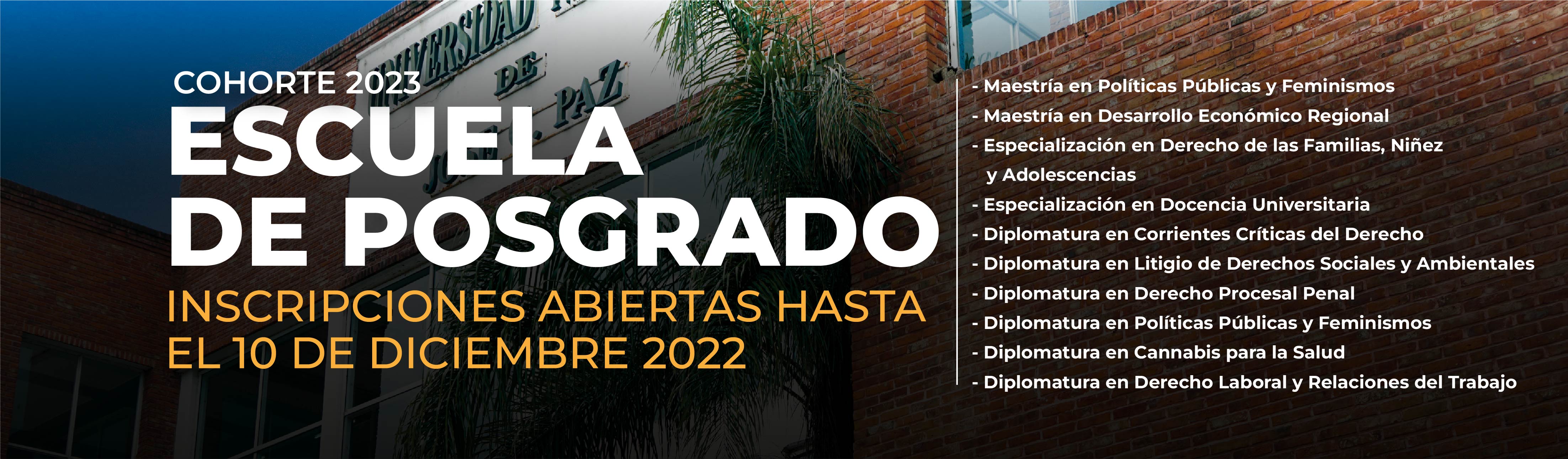 INSCRIPCIÓN ABIERTA ESCUELA DE POSGRADO