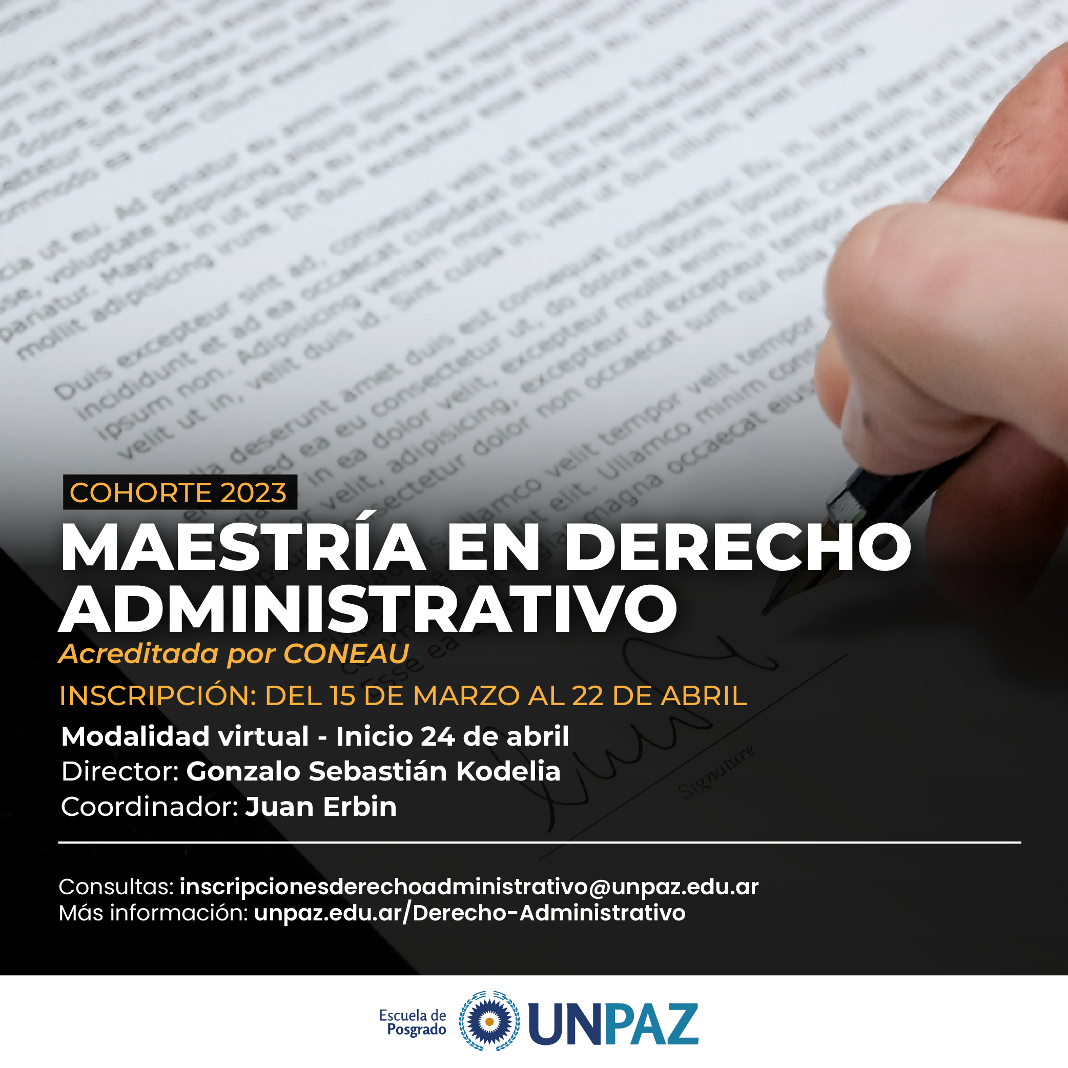 LA ESCUELA DE POSGRADO ABRE LA INSCRIPCIÓN PARA LA MAESTRÍA EN DERECHO ADMINISTRATIVO