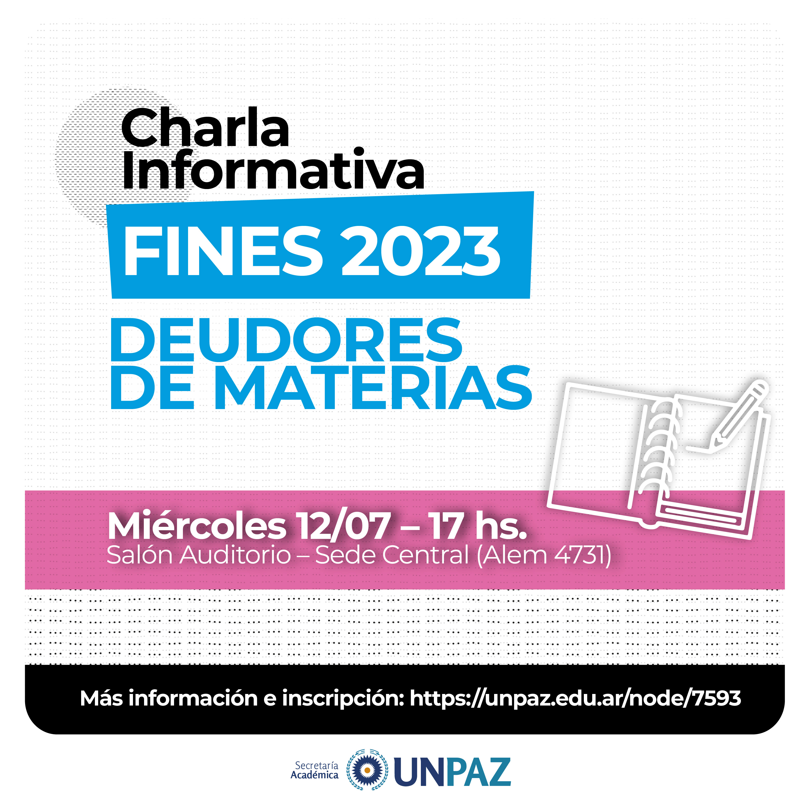 Charla informativa FINES 2023 deudores de materias