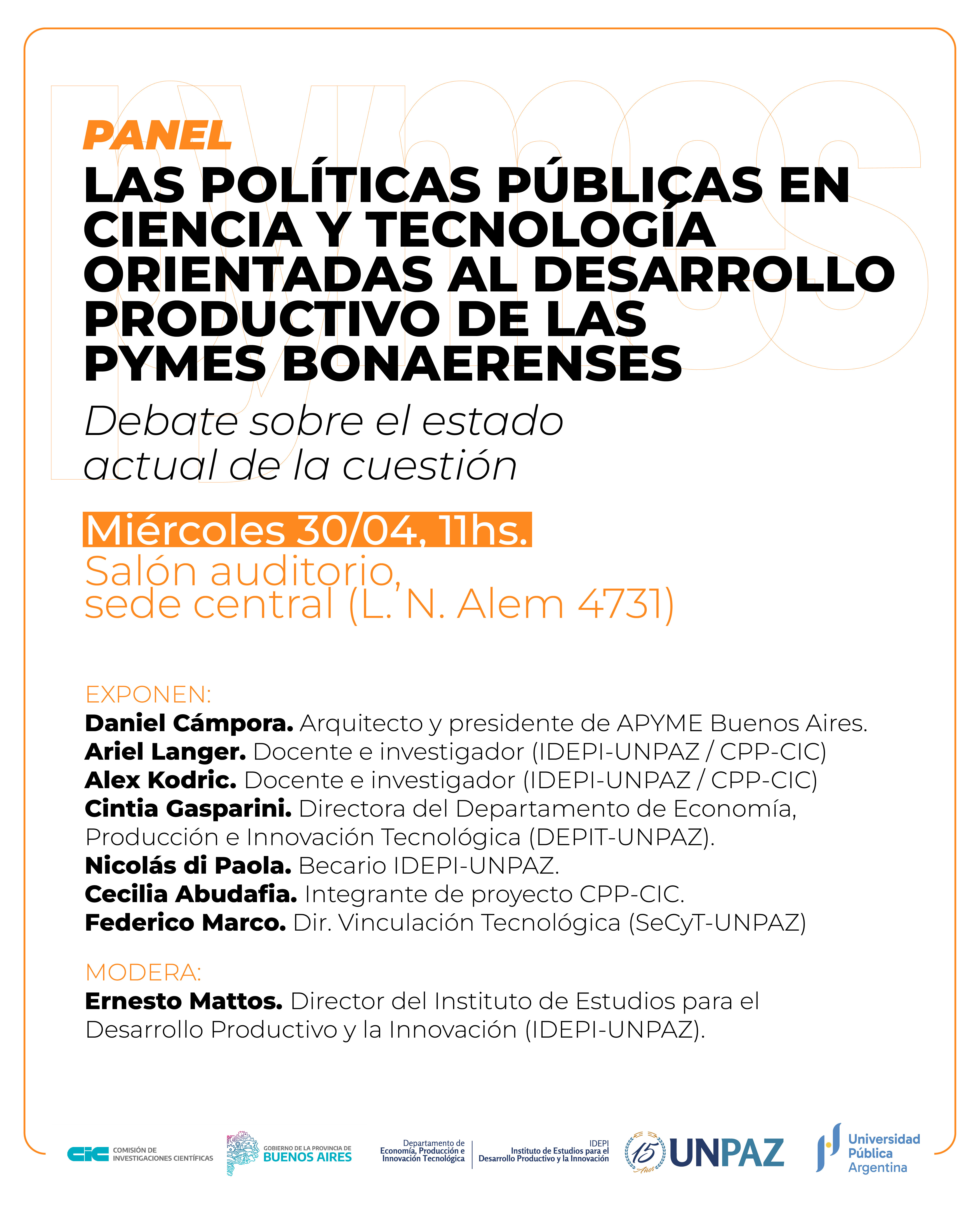 Actividad sobre políticas públicas en ciencia y tecnología para el desarrollo productivo de las pymes bonaerenses