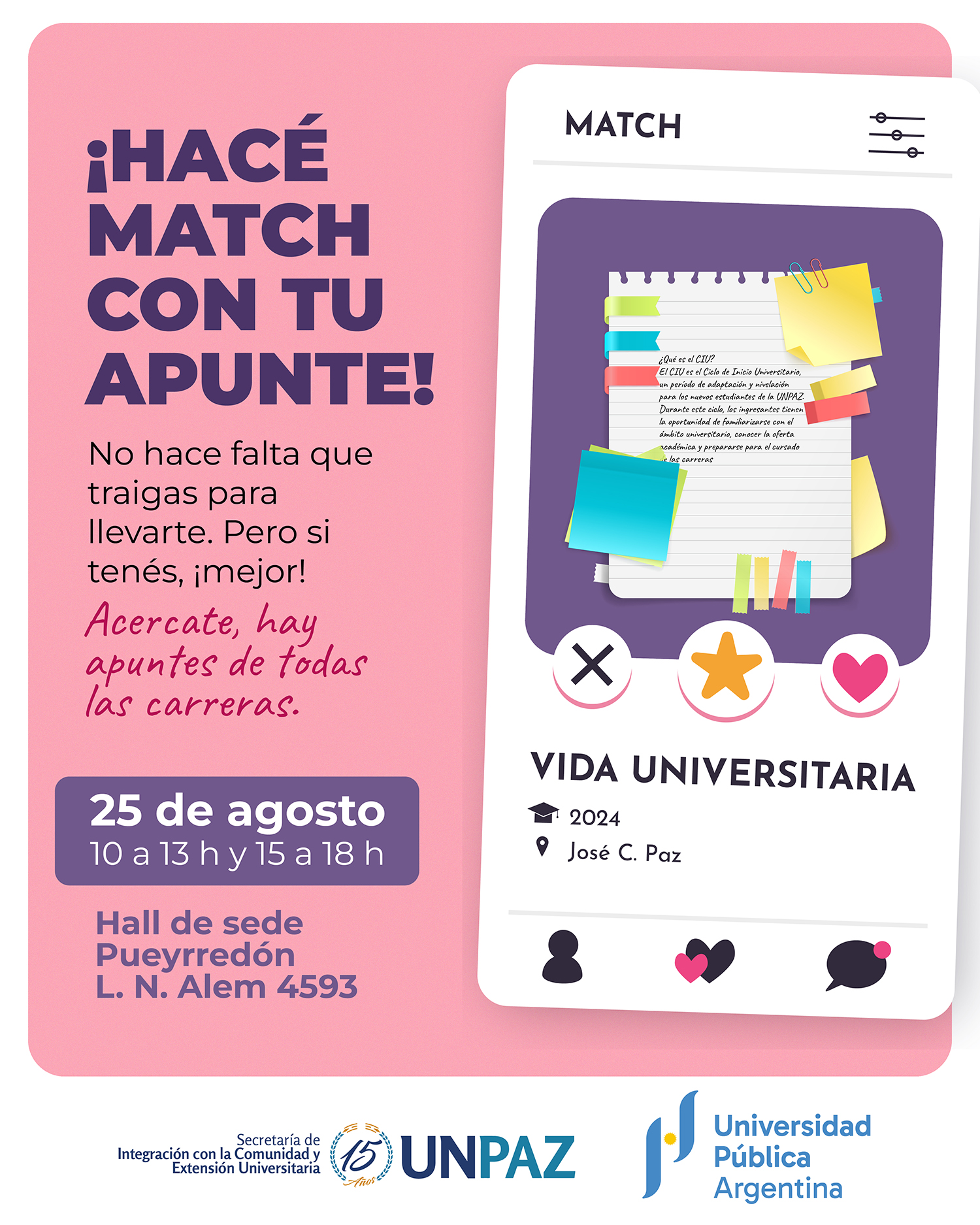 ¡Hacé match con tu apunte! - Banco Solidario 2025 - UNPAZ