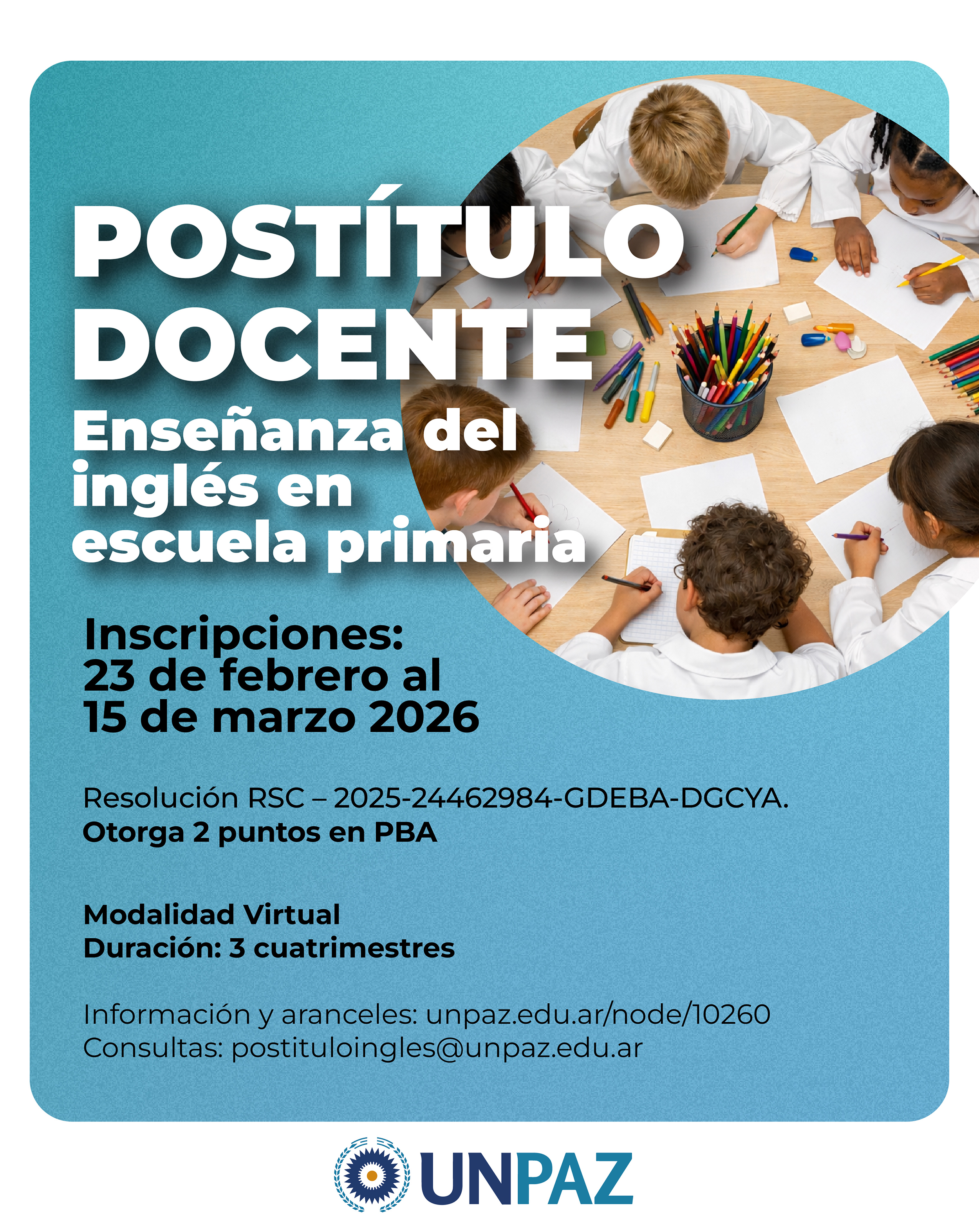 Postítulo docente: Enseñanza del inglés en escuela primaria - UNPAZ