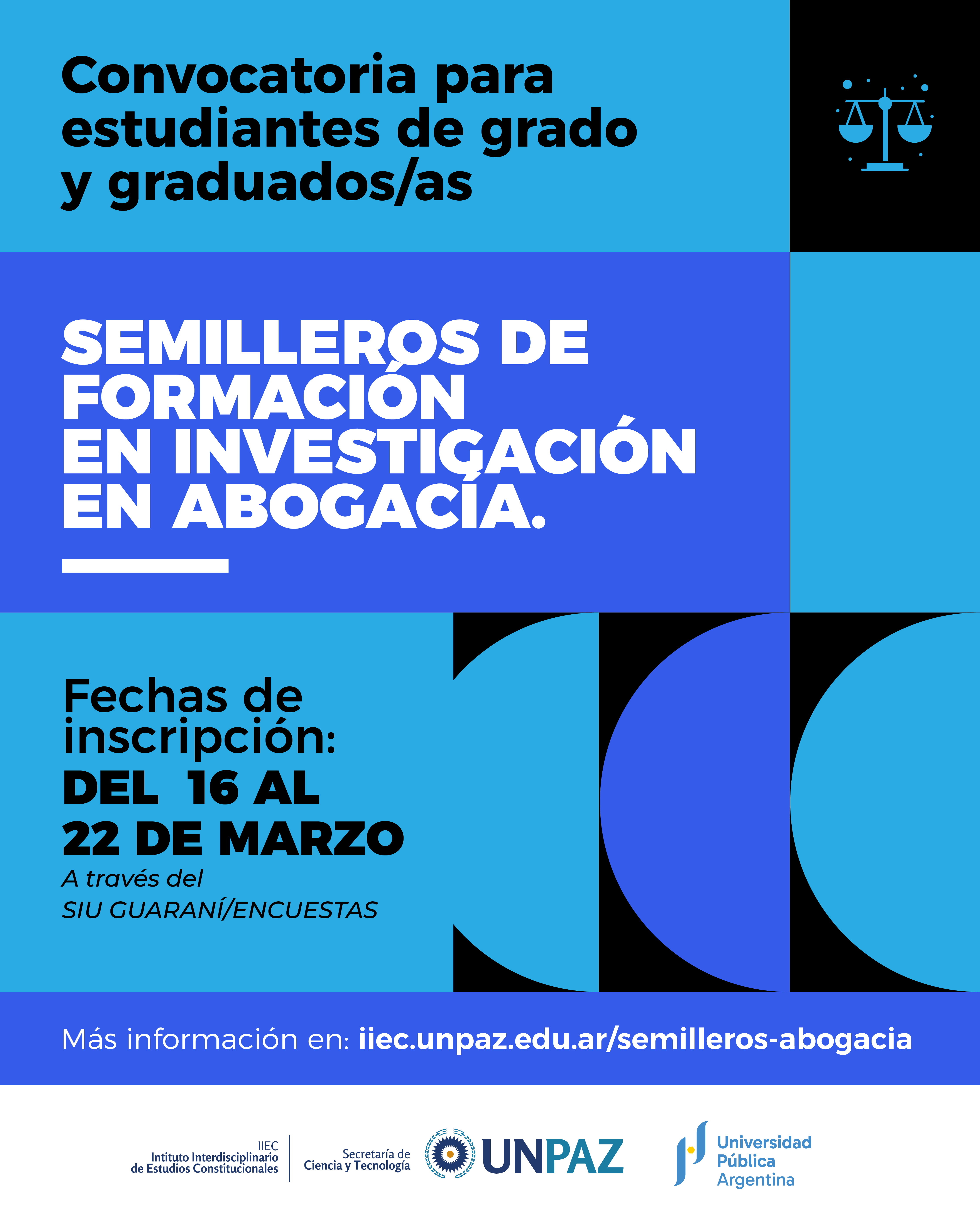 CONVOCATORIA ABIERTA A LOS SEMILLEROS DE FORMACIÓN EN INVESTIGACIÓN EN ABOGACÍA 
