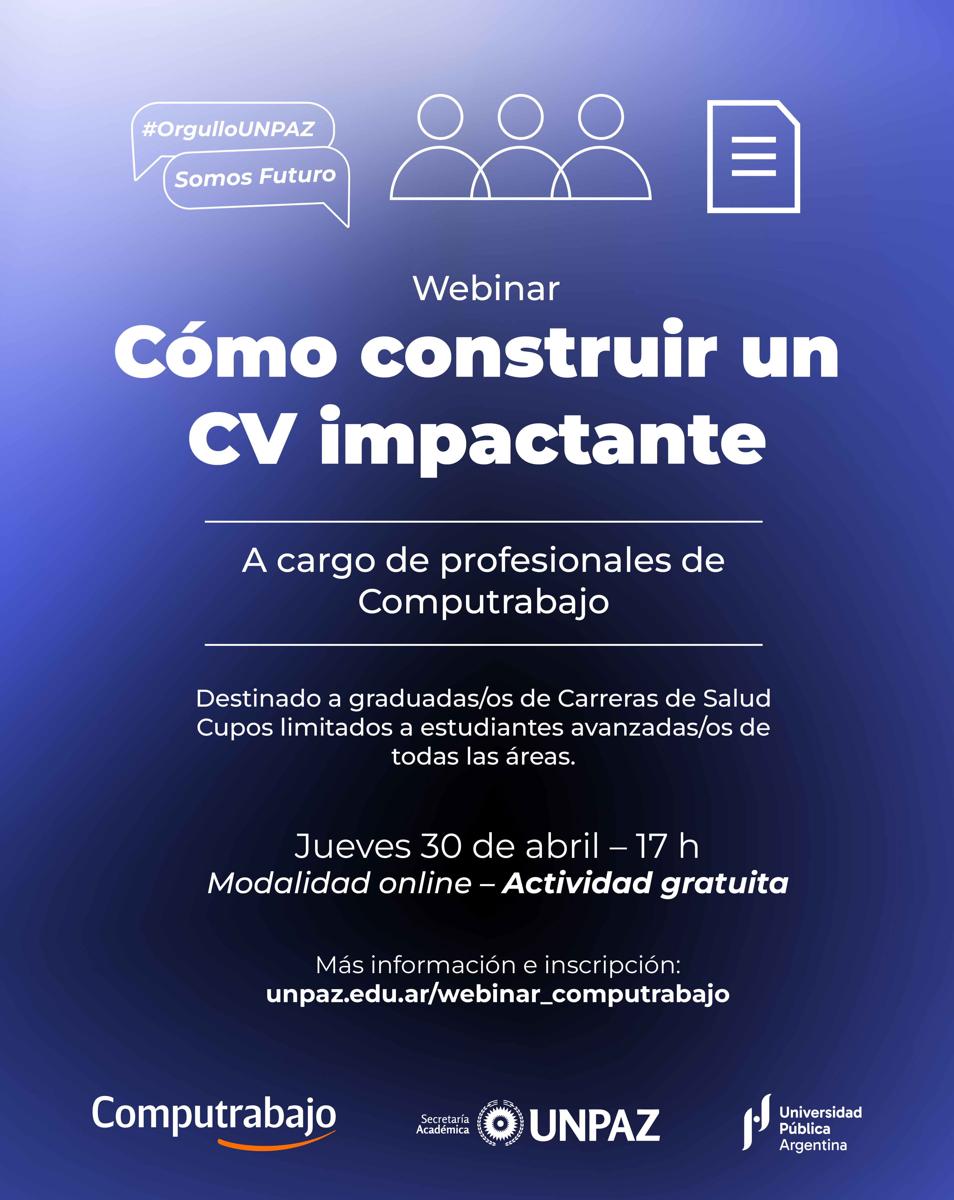Computrabajo dictará un webinar en la UNPAZ: “Cómo construir un CV impactante”