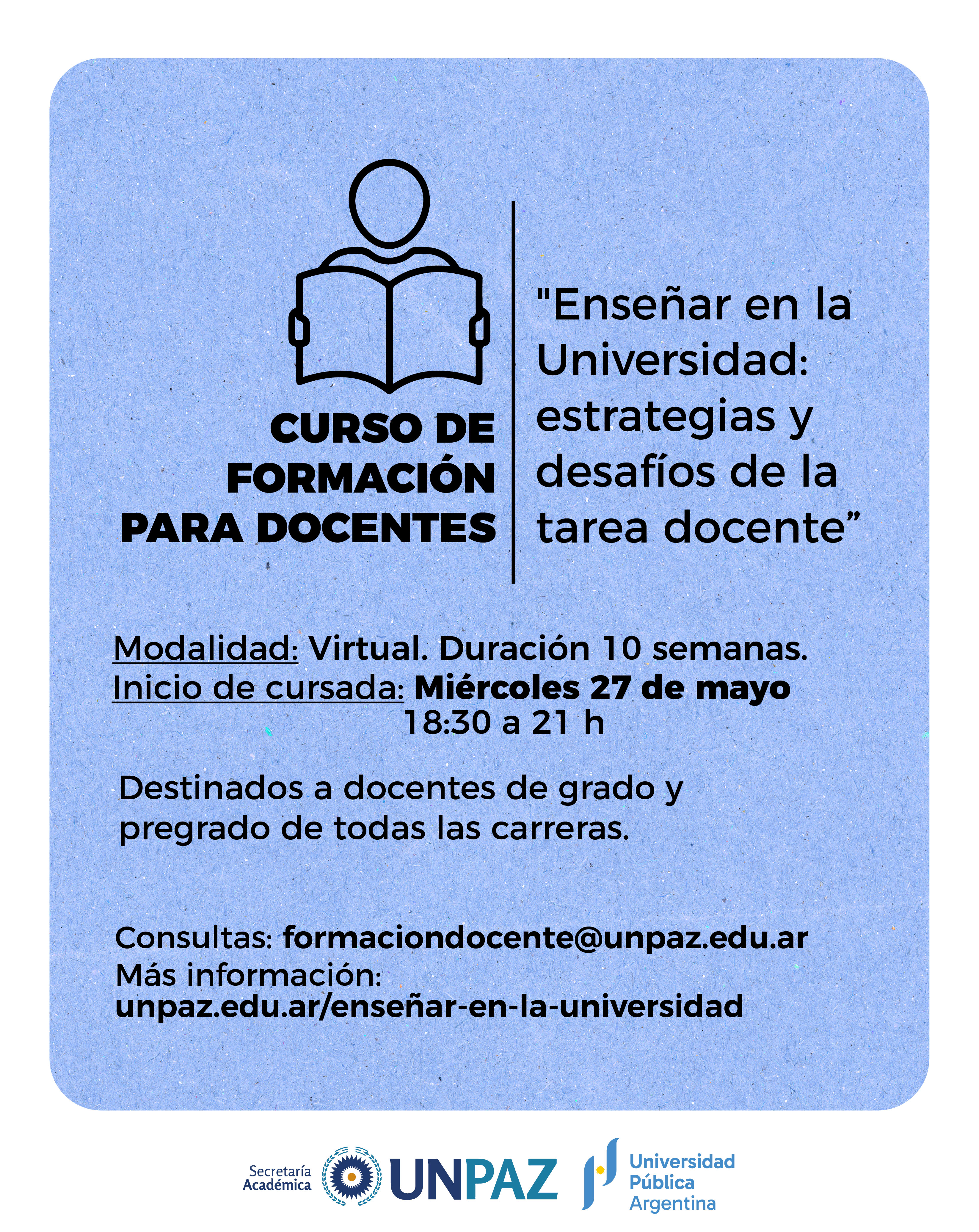 Curso de formación docente: Enseñar en la Universidad: estrategias y desafíos de la tarea docente