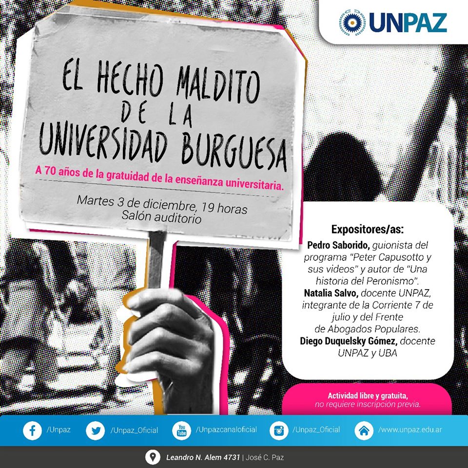 Charla-panel "El hecho maldito de la Universidad burguesa"