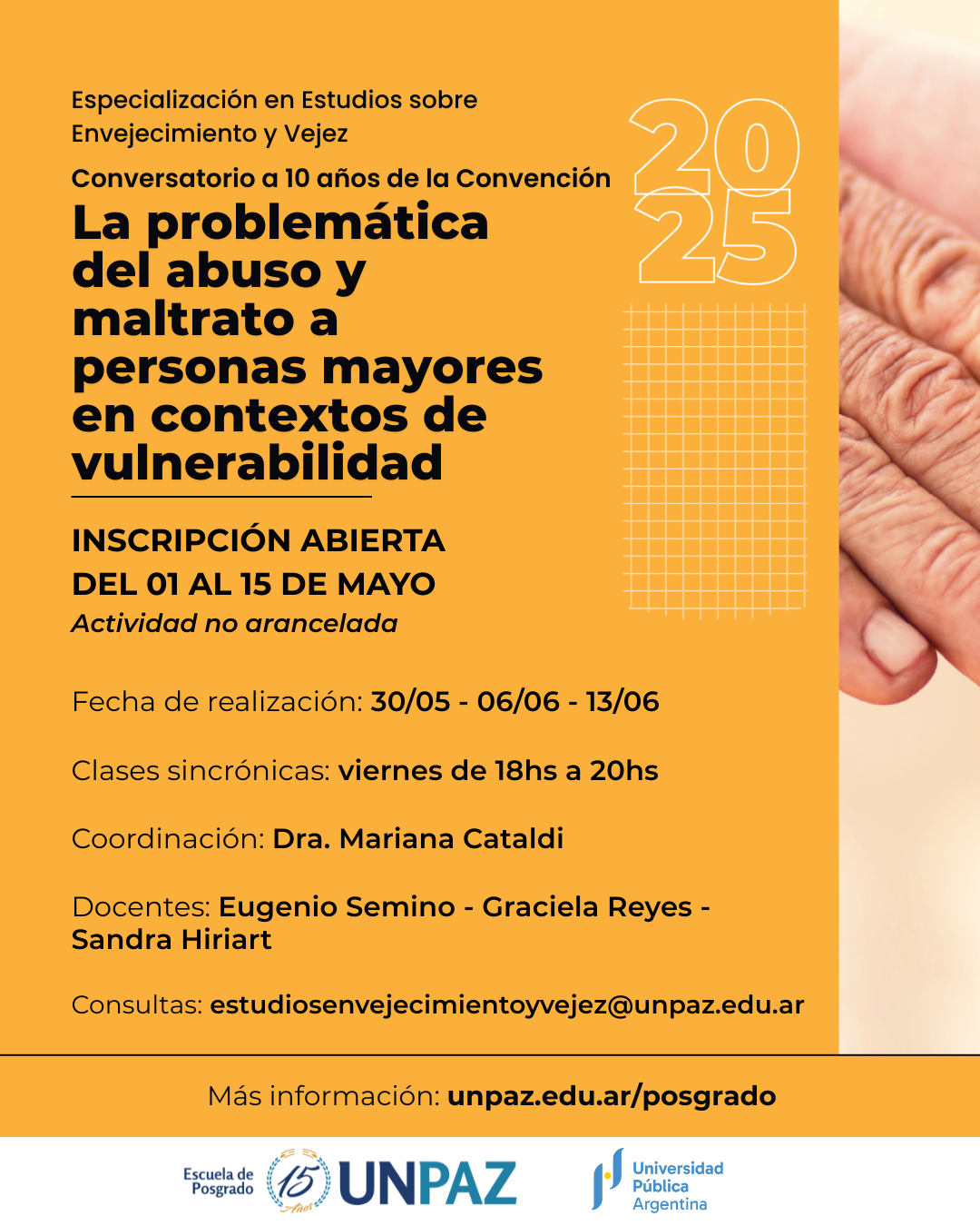 La UNPAZ abre la inscripción al conversatorio sobre abuso y maltrato a personas mayores