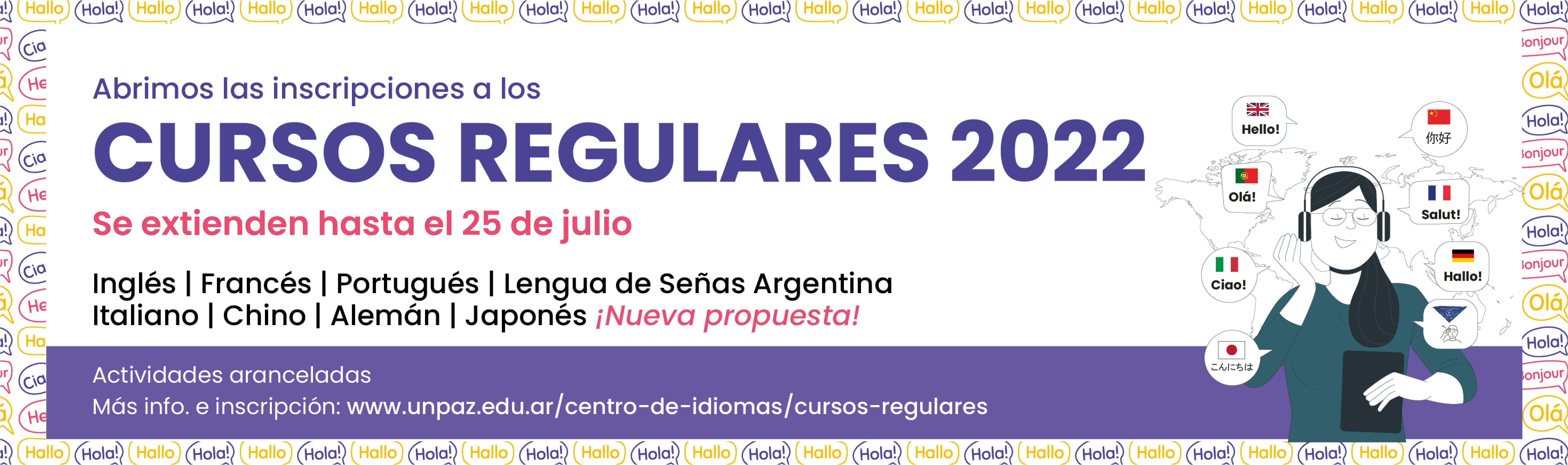 SE ABREN LAS INSCRIPCIONES A LOS CURSOS REGULARES DEL CENTRO DE IDIOMAS 2022