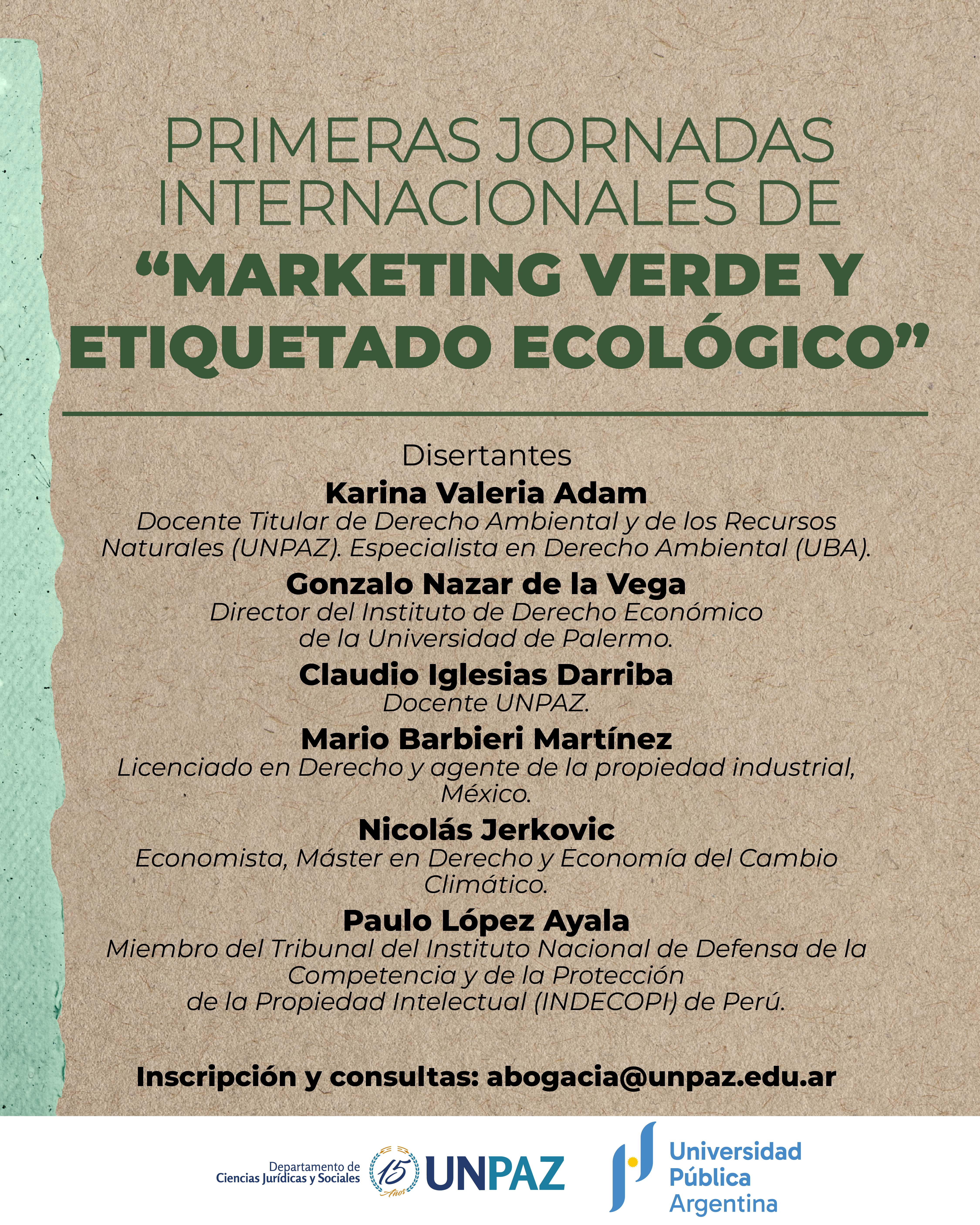 PRIMERAS JORNADAS INTERNACIONALES DE “MARKETING VERDE Y ETIQUETADO ECOLÓGICO” - UNPAZ