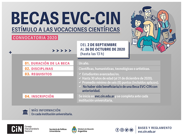 CONVOCATORIA A BECAS DE ESTÍMULO A LAS VOCACIONES CIENTÍFICAS  EVC-CIN 2020