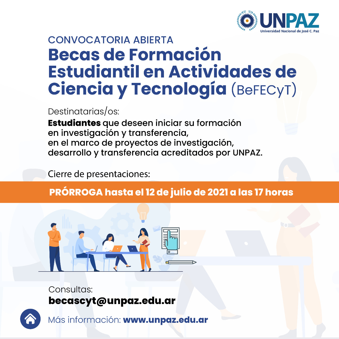 Prórroga convocatoria Becas BeFECyT