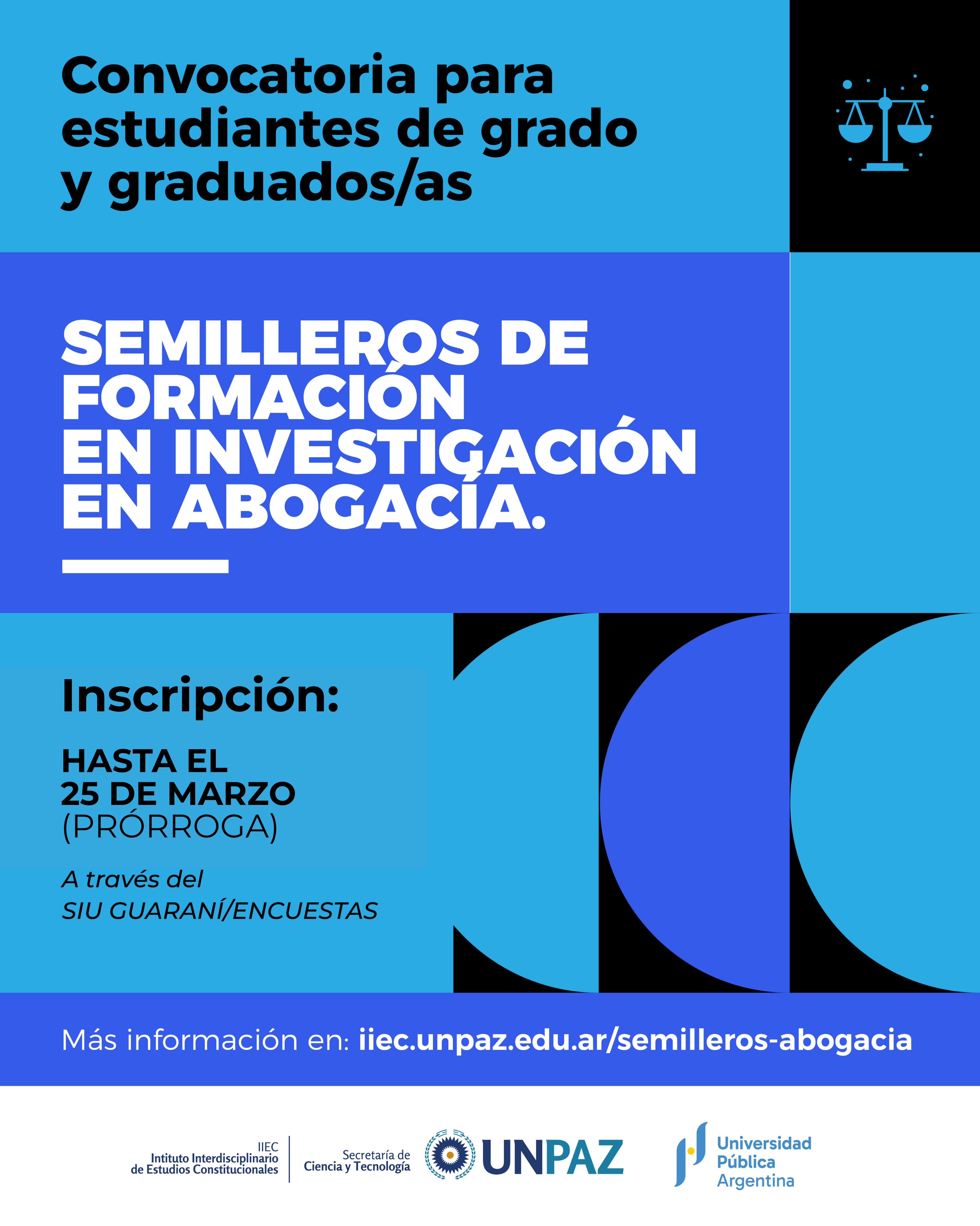 CONVOCATORIA ABIERTA A LOS SEMILLEROS DE FORMACIÓN EN INVESTIGACIÓN EN ABOGACÍA 