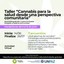 TALLER CANNABIS PARA LA SALUD DESDE UNA PERSPECTIVA COMUNITARIA - UNPAZ