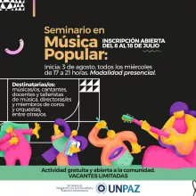 Se abre la inscripción al Seminario en Música Popular - UNPAZ