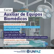 Curso de Formación Profesional: Auxiliar de Equipos Biomédicos - UNPAZ