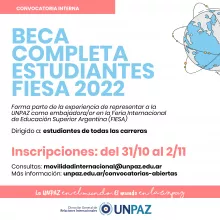 CONVOCATORIA INTERNA - BECA COMPLETA ESTUDIANTES FIESA  - UNPAZ