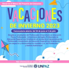 CONVOCATORIA ABIERTA A BECA DE EXTENSIÓN "VACACIONES DE INVIERNO 2023" - UNPAZ
