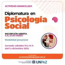 INSCRIPCIÓN ABIERTA A LA DIPLOMATURA EN PSICOLOGÍA SOCIAL - UNPAZ