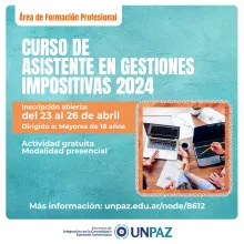 CURSO DE ASISTENTE EN GESTIONES IMPOSITIVAS 2024 - UNPAZ