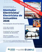 UNPAZ abre la inscripción para curso de Montadora/or Electricista/Electricista de Inmuebles - 2026 - UNPAZ