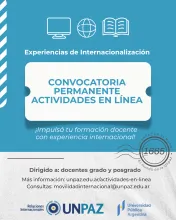 CONVOCATORIA PERMANENTE ACTIVIDADES EN LÍNEA DOCENTES - UNPAZ