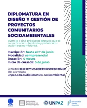 La UNPAZ abre la inscripción a la Diplomatura en Diseño y Gestión de Proyectos Comunitarios Socioambientales