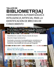 Se abren las inscripciones al Taller de Bibliometr[IA] del PROFIT